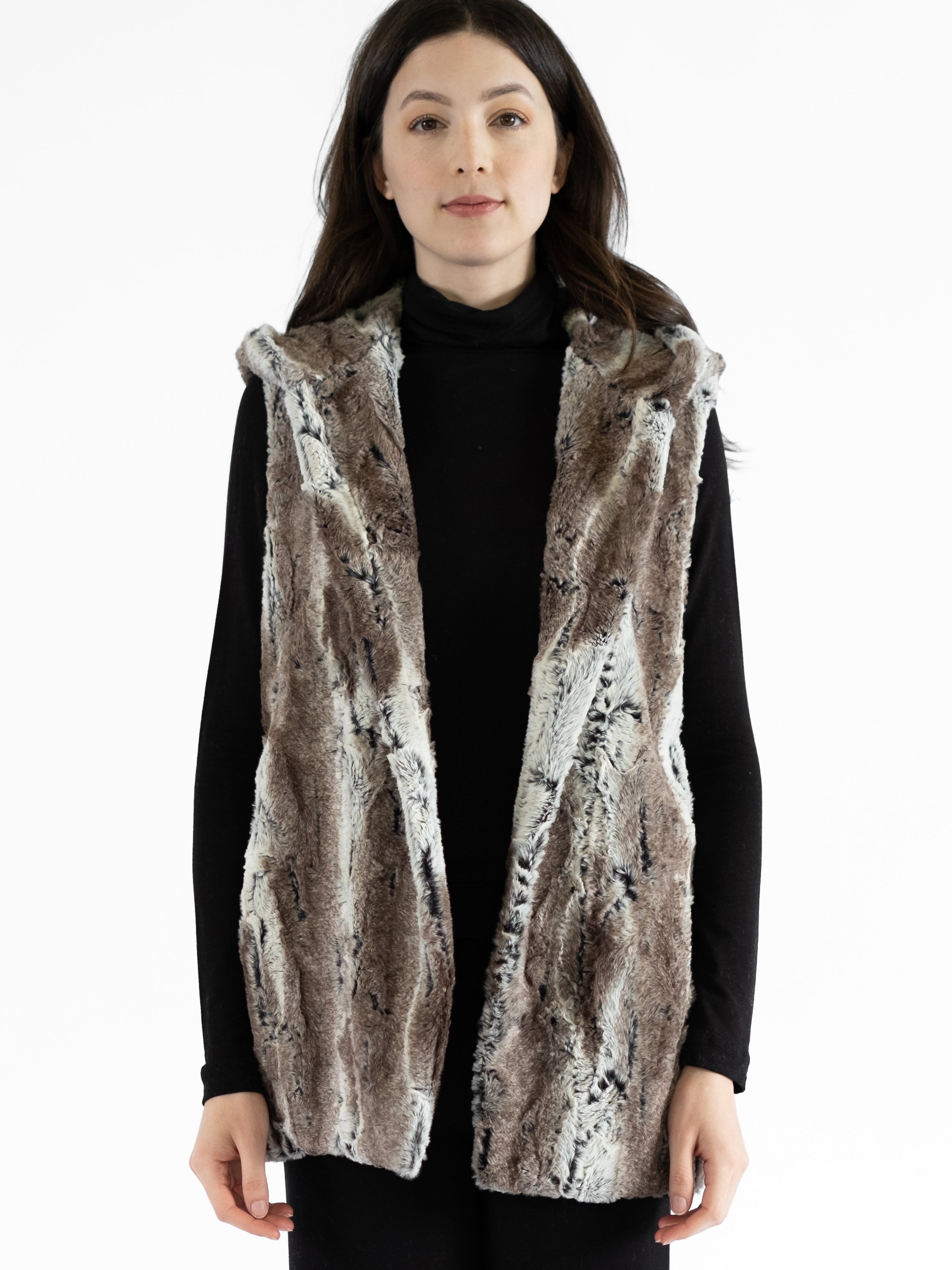 Faux fur discount hooded vest womens