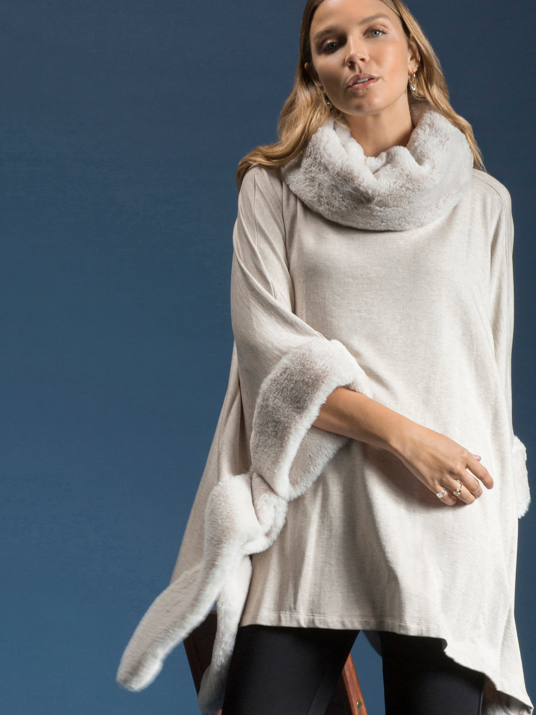 Sian Cowl Neck Square Poncho