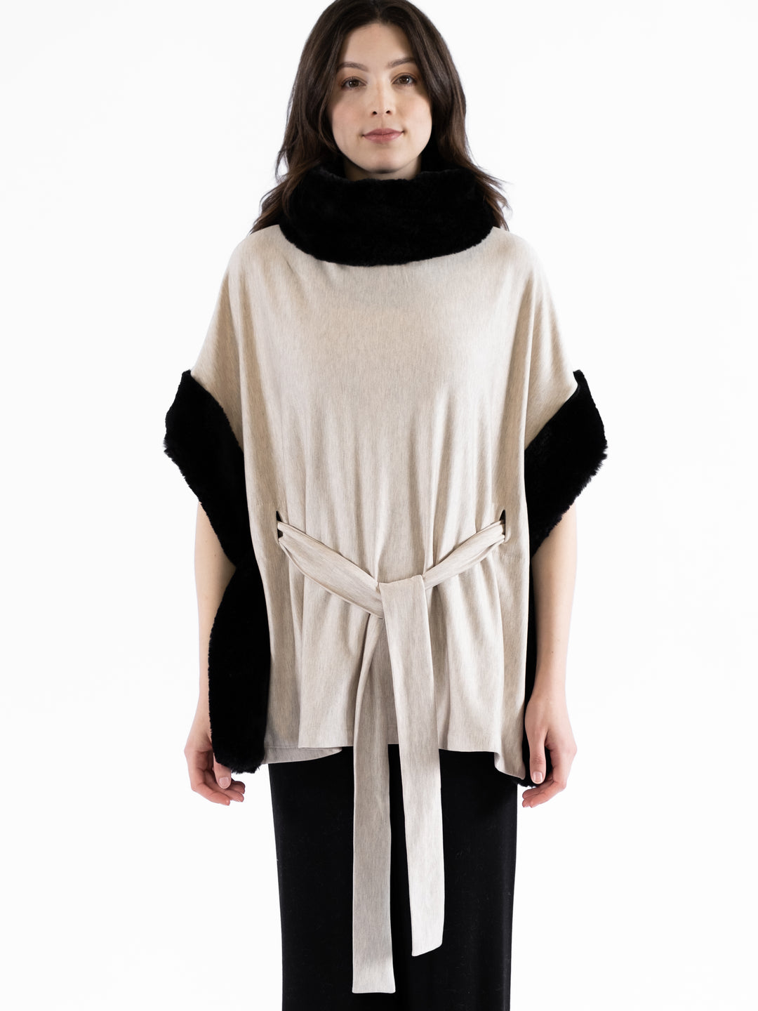 Skyler Belted Cowlneck Poncho