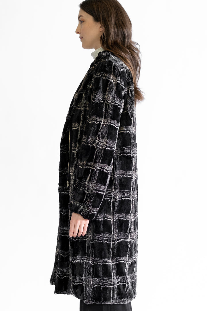 TORI Faux Fur Notched Collar Coat