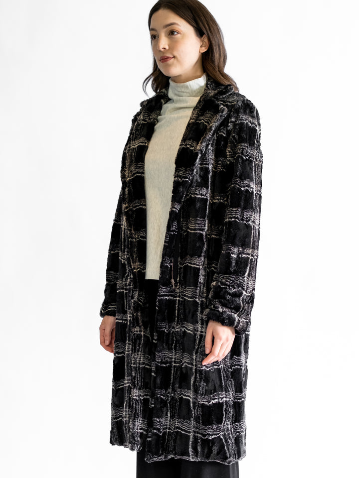 TORI Faux Fur Notched Collar Coat